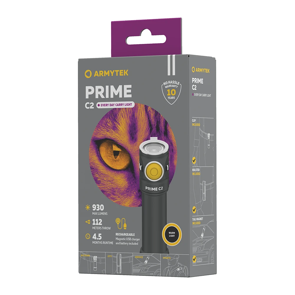 Taskulamppu Armytek Prime C2 Magnet USB Lämmin Sävy 930 lm