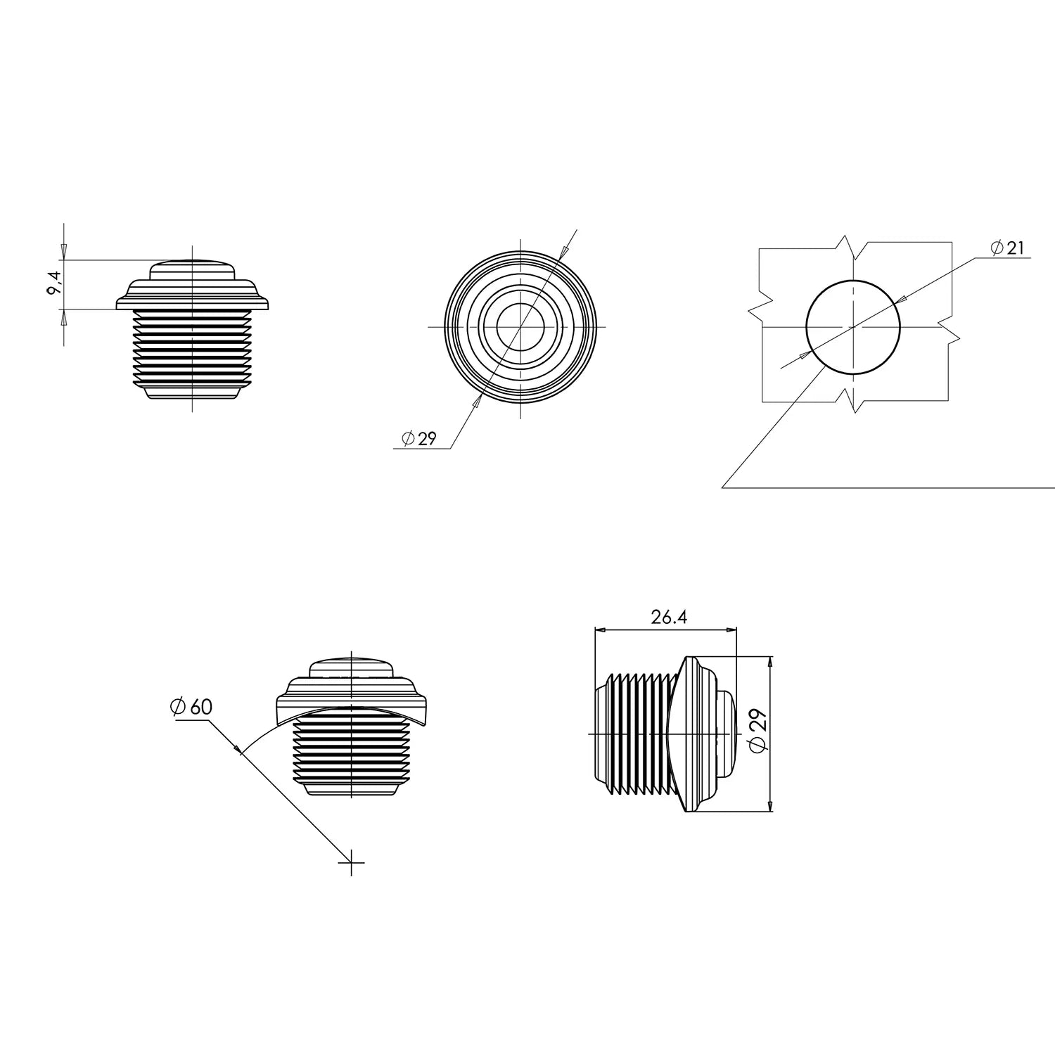 WAS W80 LED Äärivalo – Punainen upotettava 29 mm