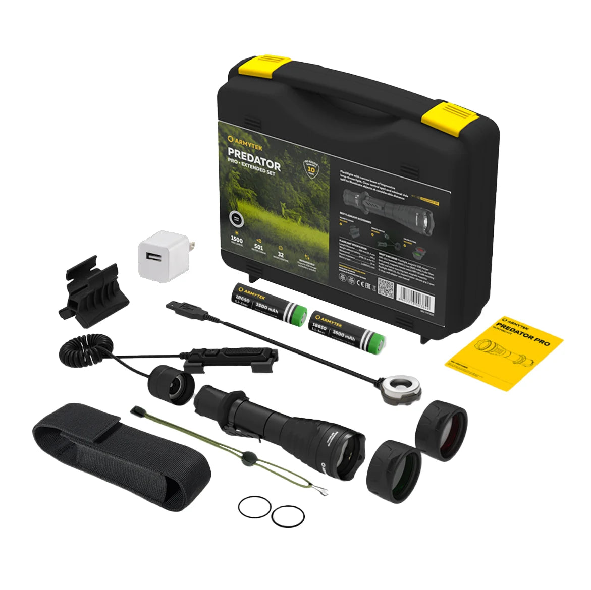 Taskulamppu Armytek Predator Pro Kylmä Sävy Laajennettu Valaisinpaketti 1500 lm