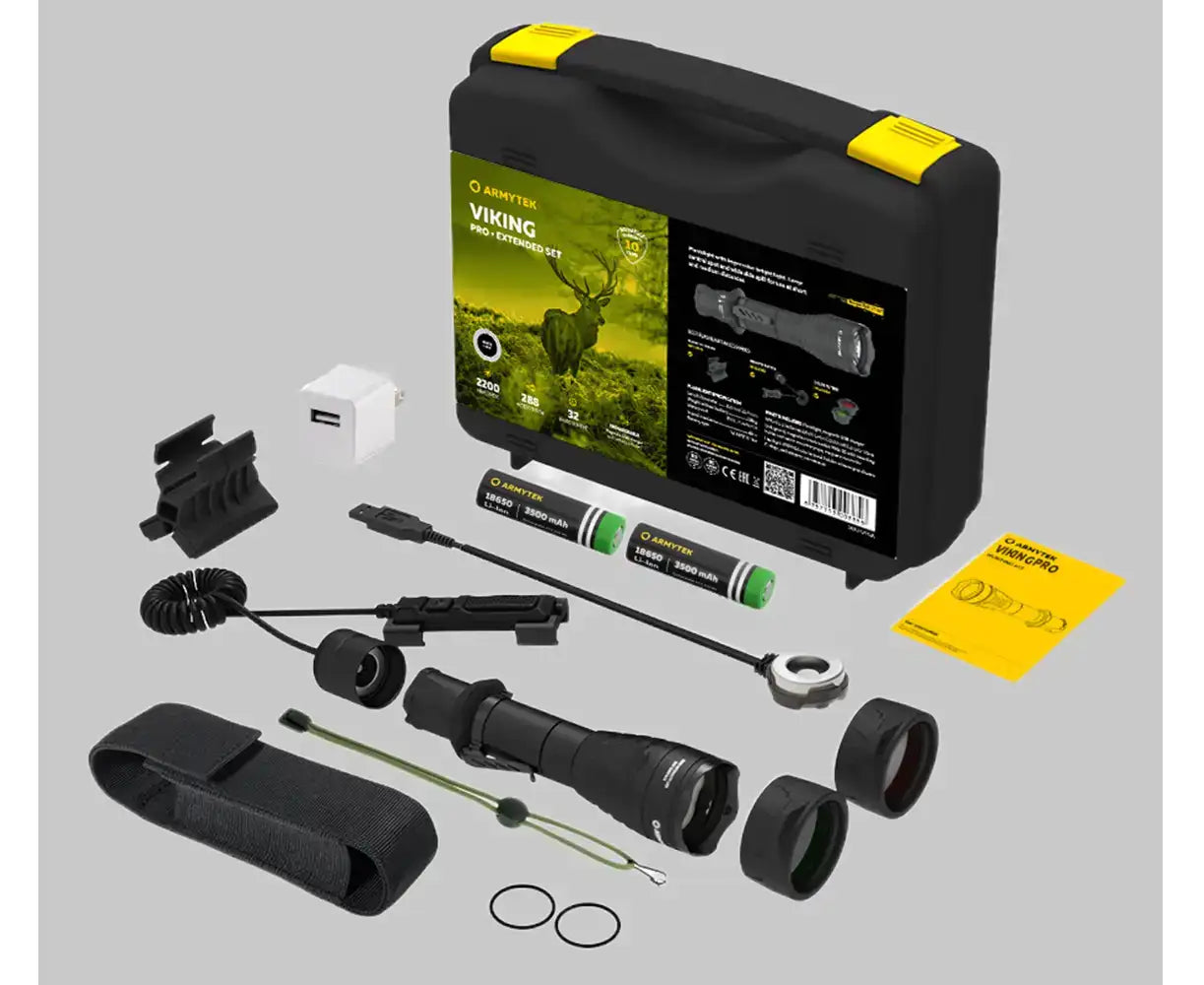 Taskulamppu Armytek Viking Pro Kylmä Sävy Laajennettu Valaisinpaketti 2200 lm