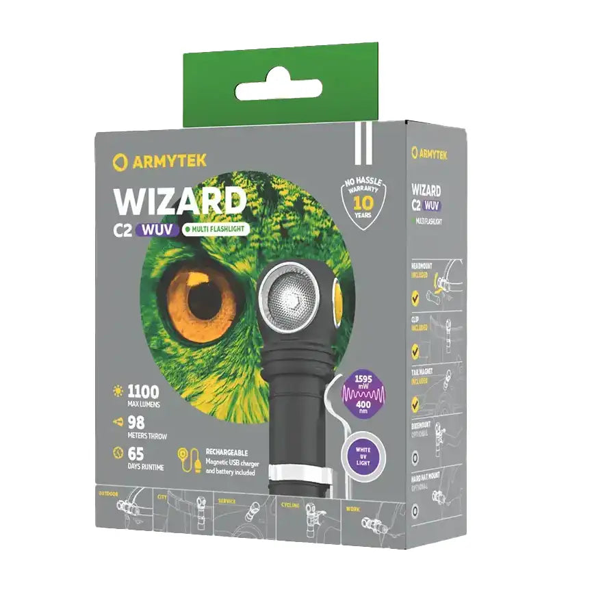 Otsalamppu Armytek Wizard C2 WUV Kylmä Sävy & UV-valo / 1100 lm