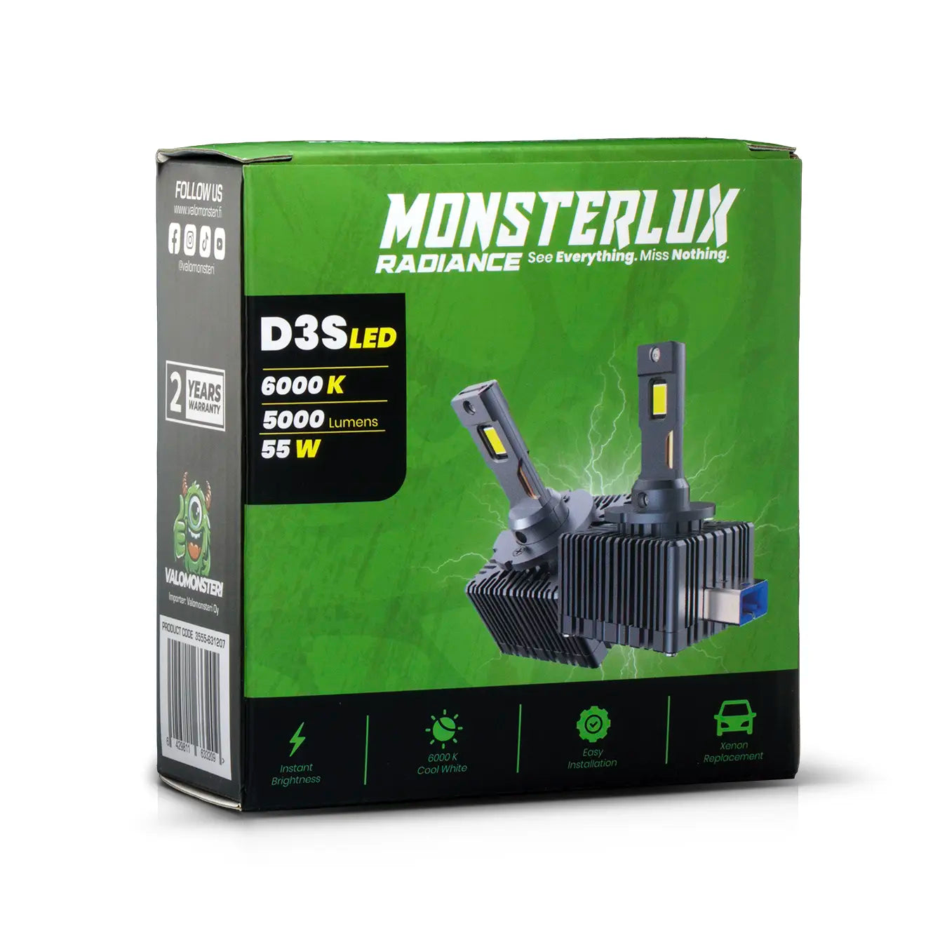 Monsterlux Radiance D3S LED-polttimo 1:1 6000K 5000lm