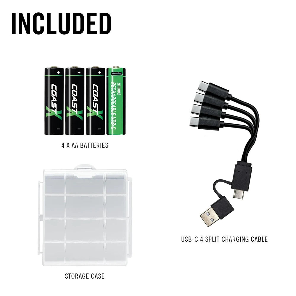 Ladattava Paristo Coast AA USB-C 1,5V (4 kpl)