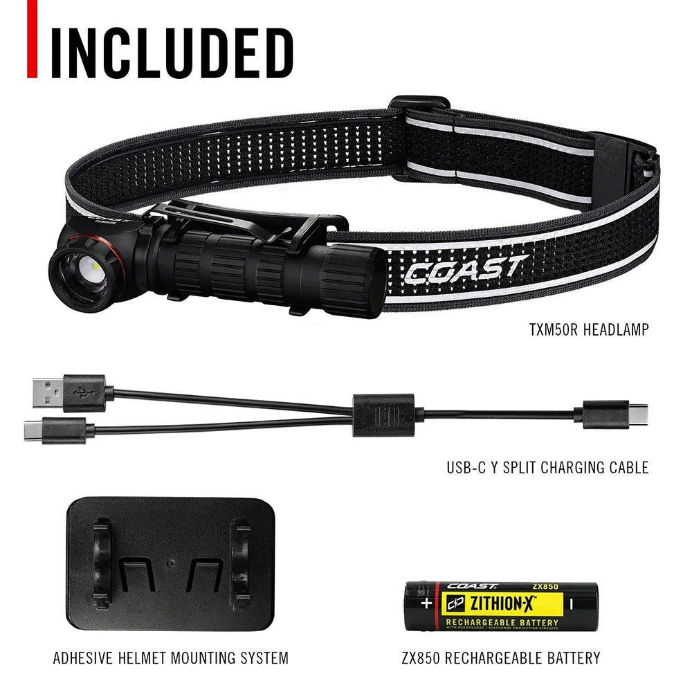 Otsalamppu Coast TXM50R Vedenpitävä Ladattava 1500 Lumenia