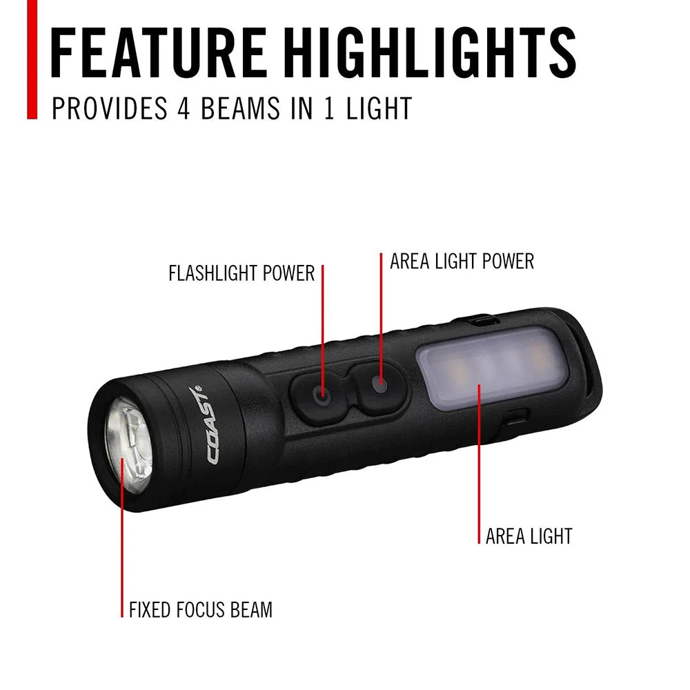Taskulamppu Coast KL35R Ladattava Korkea CRI Kaksivärinen 600 Lumenia