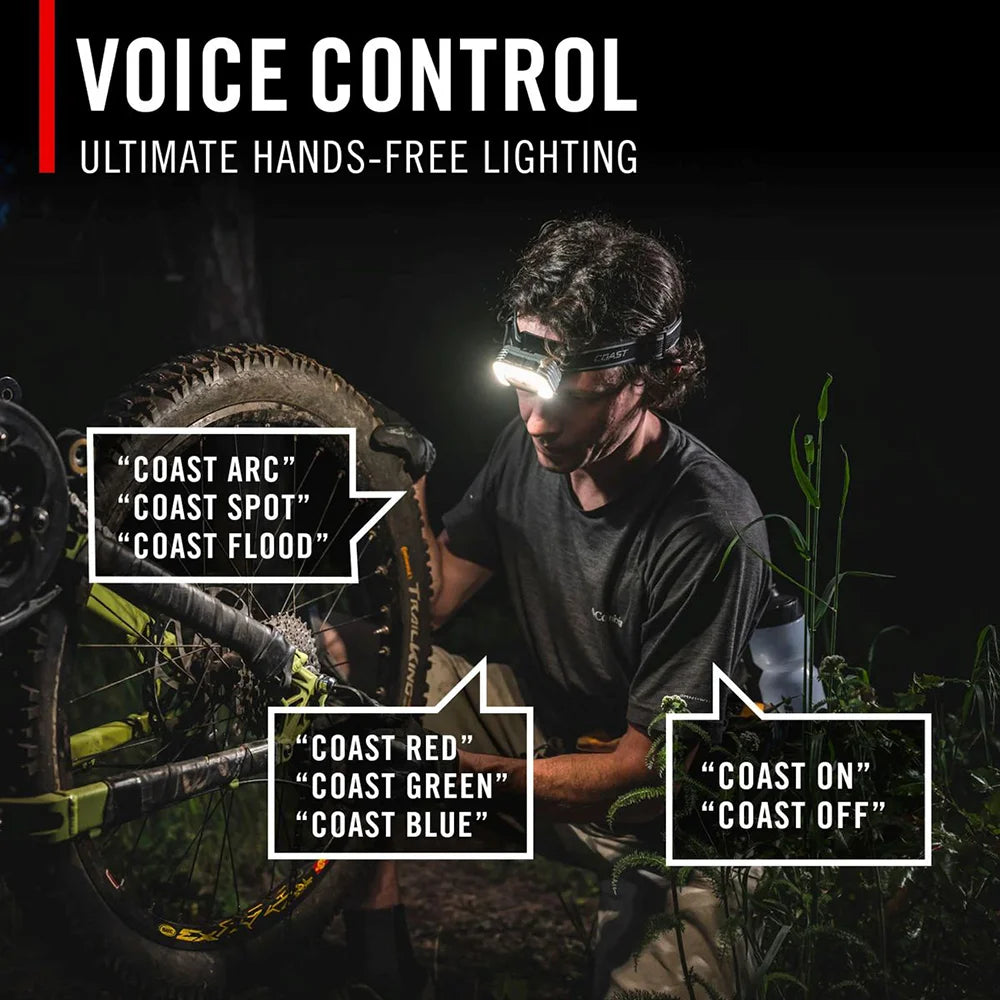 Otsalamppu Coast RL35R Ladattava Puheohjauksella 1100 Lumenia