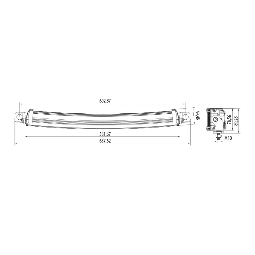 Työvalotanko Bullpro 563mm Kaareva 159W