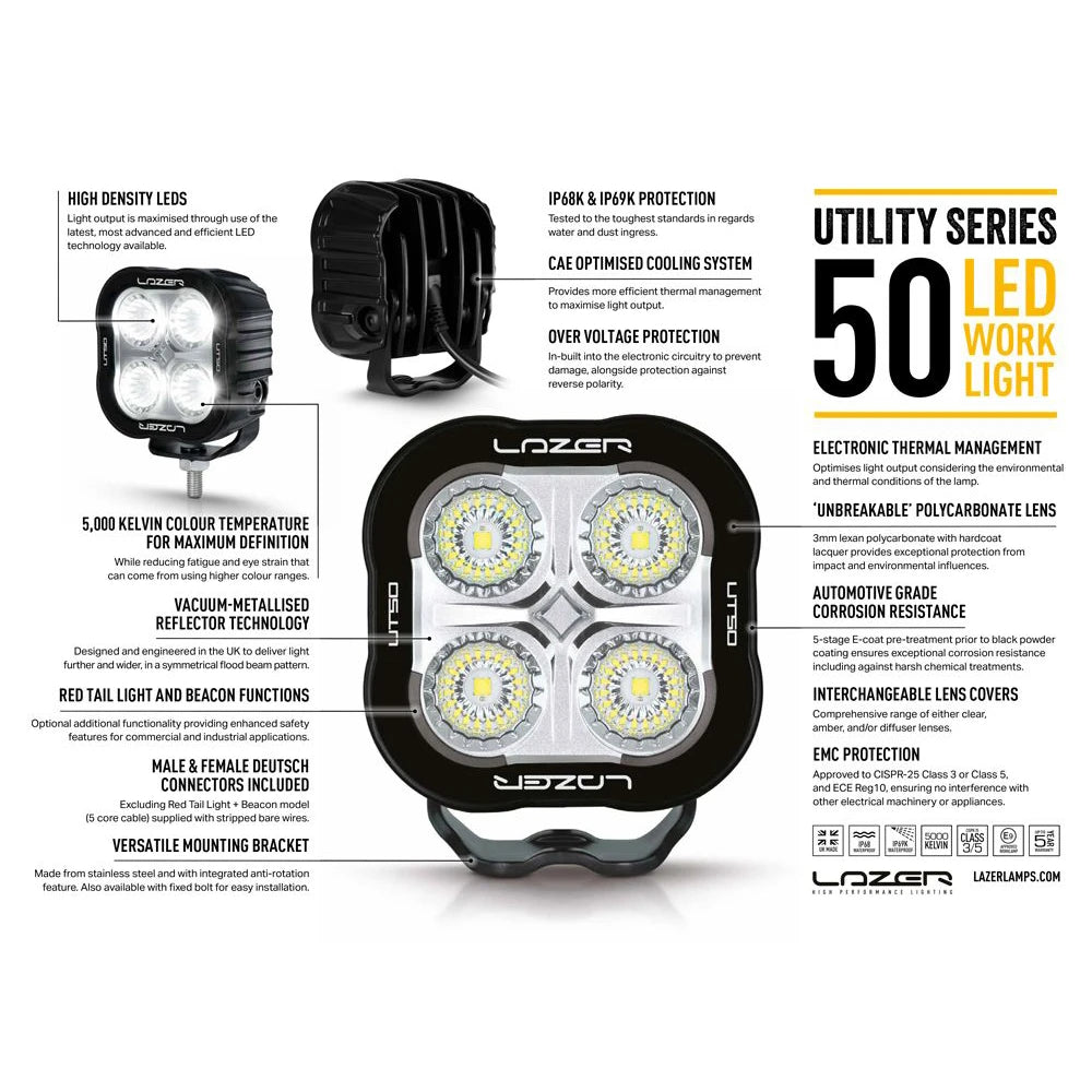 Työvalo Lazer Utility 50 Std Punaisella Äärivalolla 51W
