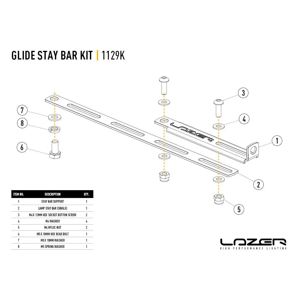 Lazer Ylätukisarja Musta Glide Lisävaloille