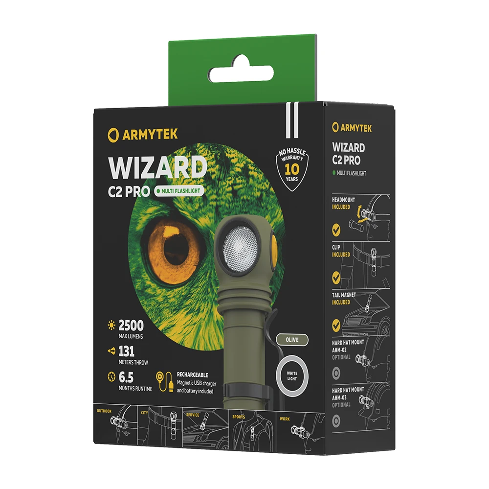 Armytek Wizard C2 Pro Olive / Valkoinen / 2500 lm