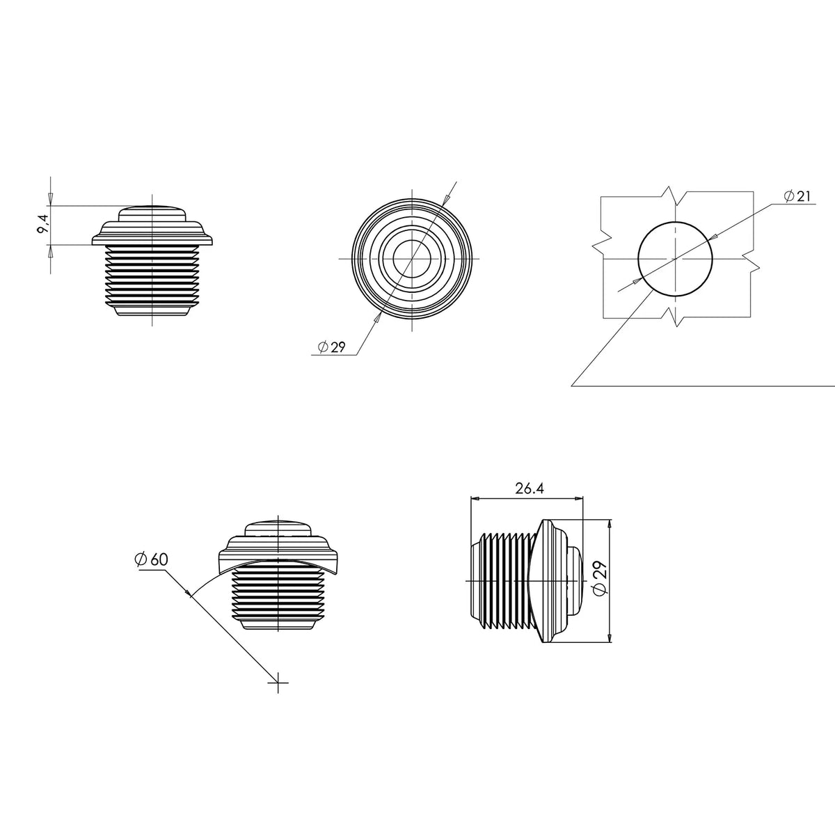 WAS W80 LED Äärivalo – Punainen upotettava 29 mm