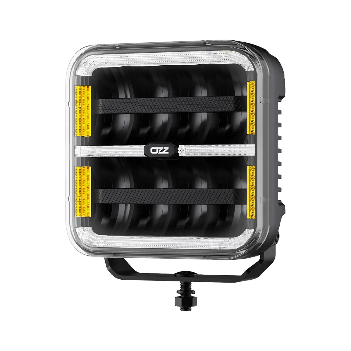 OZZ SQR 7" LED-lisävalo musta runko, parkilla ja R65 varoitusvalolla