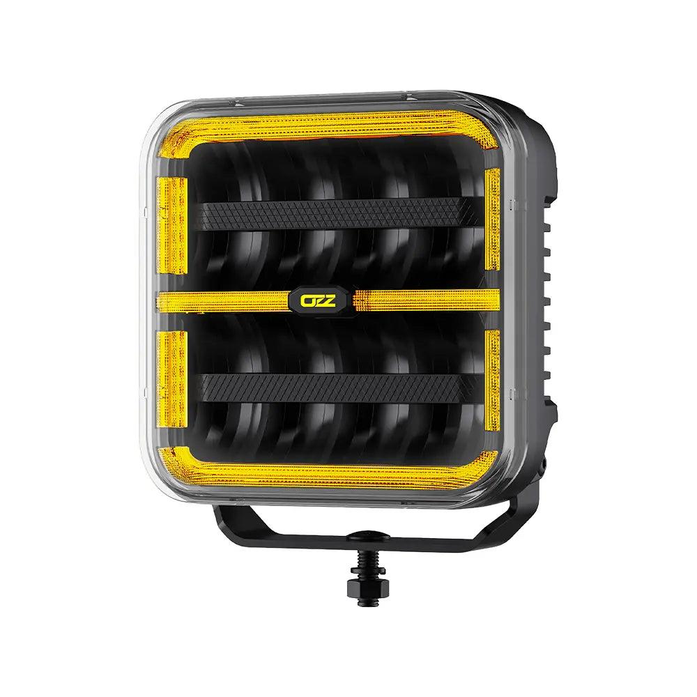OZZ SQR 7" LED-lisävalo musta runko, parkilla ja R65 varoitusvalolla