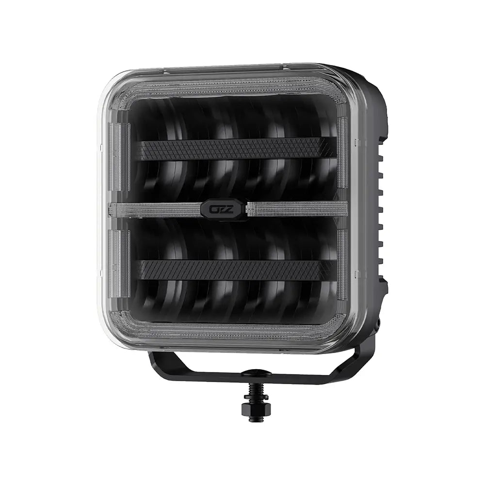 OZZ SQR 7" LED-lisävalo musta runko, parkilla ja R65 varoitusvalolla