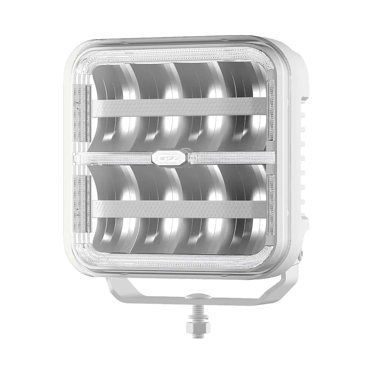 OZZ SQR 7" LED-lisävalo valkoinen runko, parkilla ja R65 varoitusvalolla