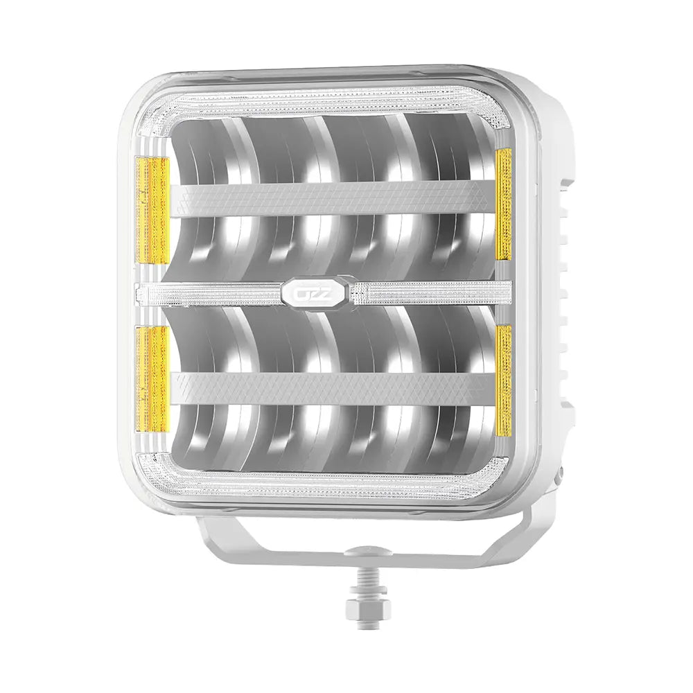 OZZ SQR 7" LED-lisävalo valkoinen runko, parkilla ja R65 varoitusvalolla