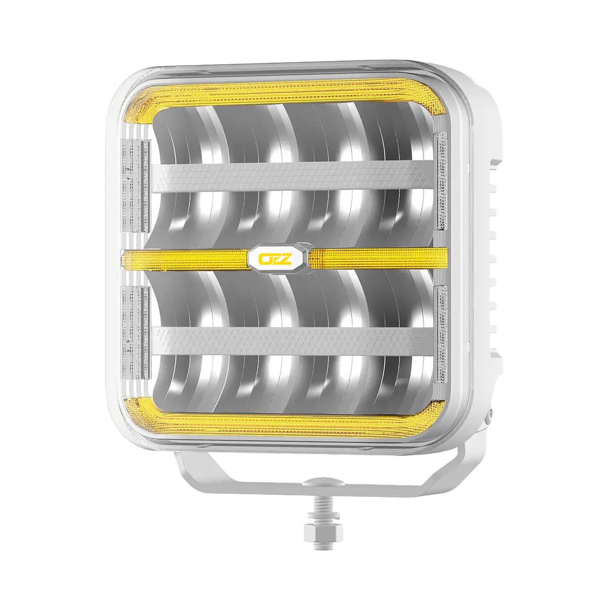 OZZ SQR 7" LED-lisävalo valkoinen runko, parkilla ja R65 varoitusvalolla