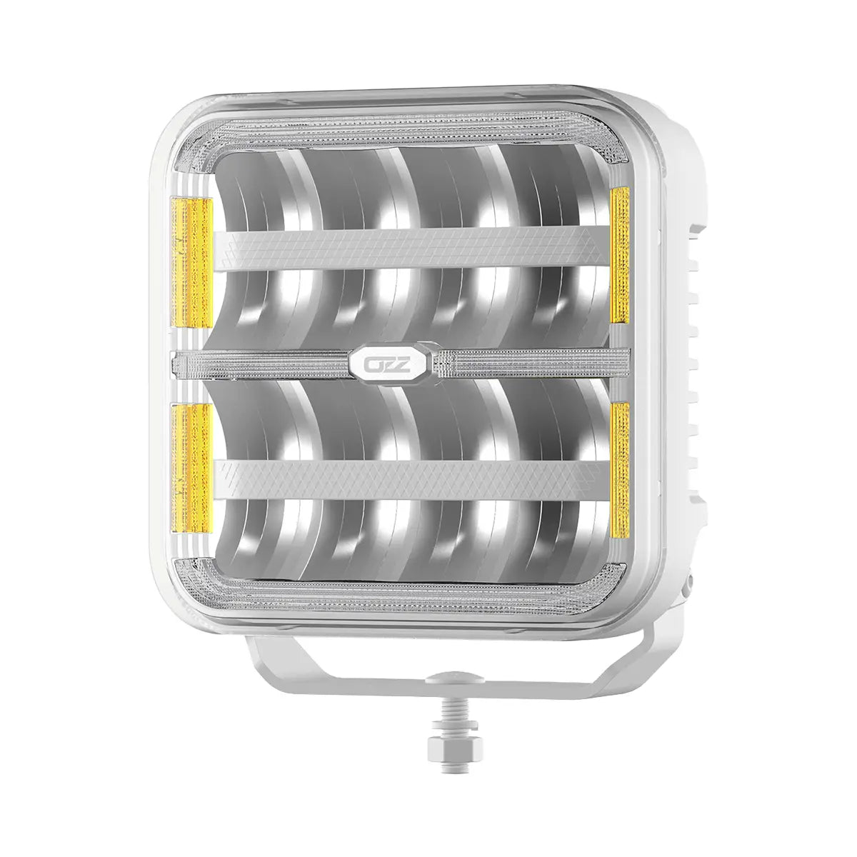 OZZ SQR 7" LED-lisävalo valkoinen runko, parkilla ja R65 varoitusvalolla