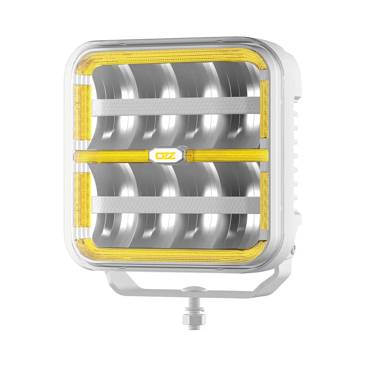 OZZ SQR 7" LED-lisävalo valkoinen runko, parkilla ja R65 varoitusvalolla