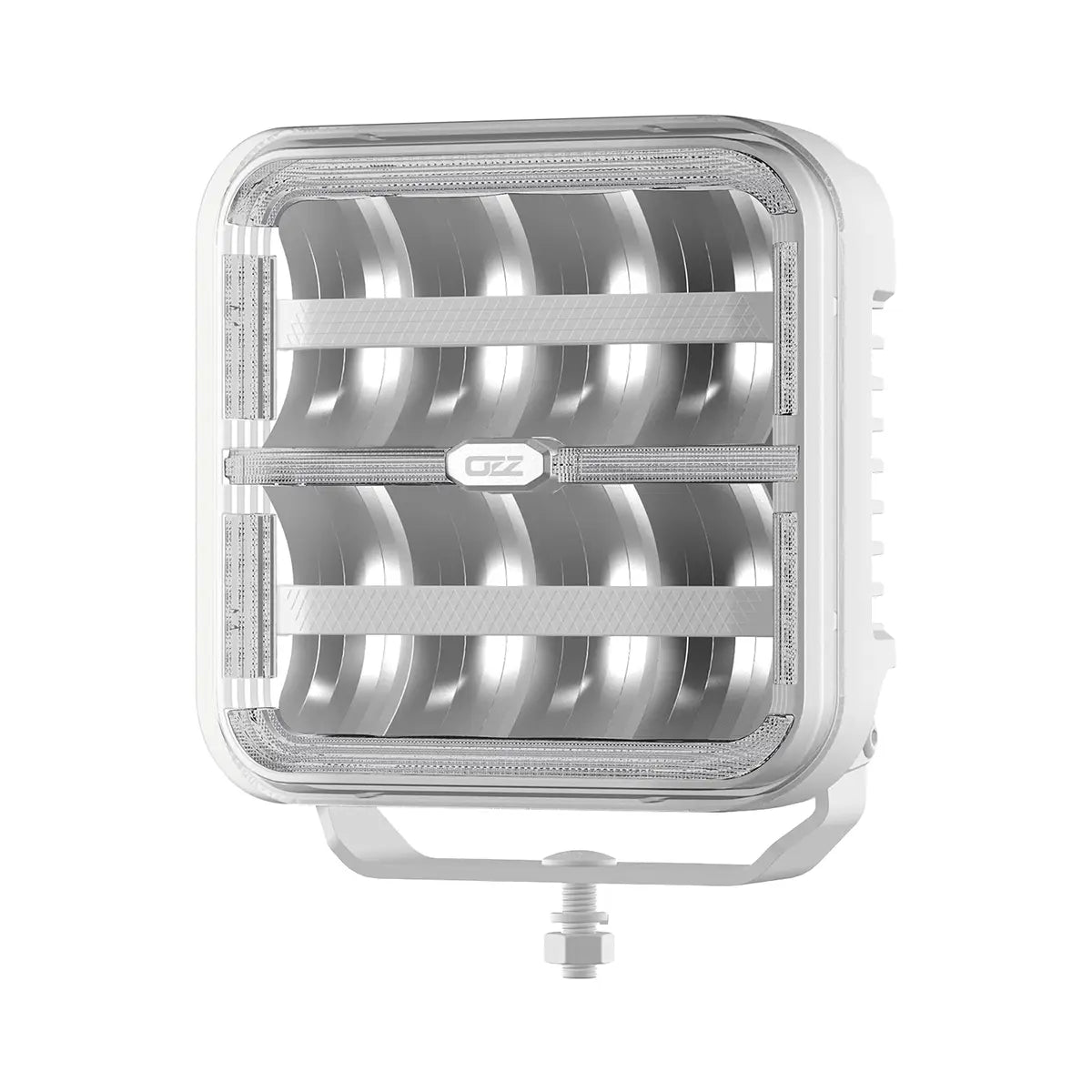 OZZ SQR 7" LED-lisävalo valkoinen runko, parkilla ja R65 varoitusvalolla