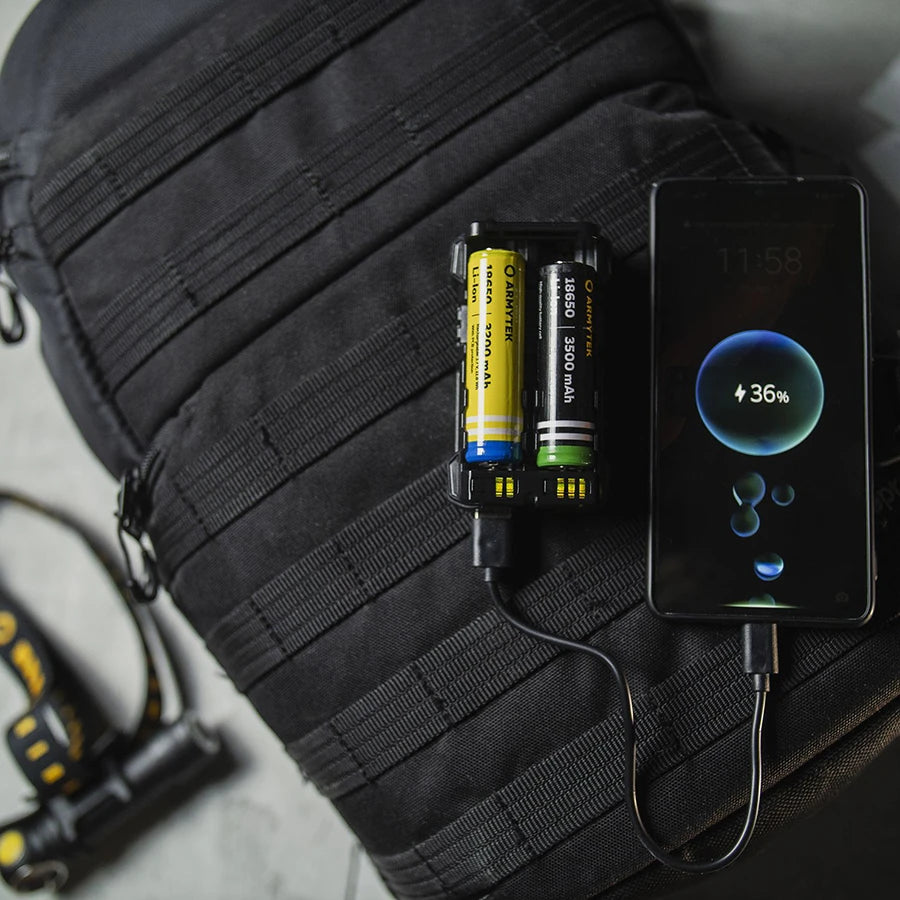 Akkulaturi Armytek Handy C2 Pro, 2 Latauspaikkaa