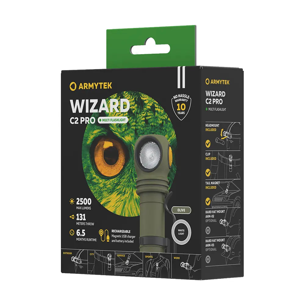 Otsalamppu Armytek Wizard C2 Pro Olive Kylmä Sävy 2500 lm