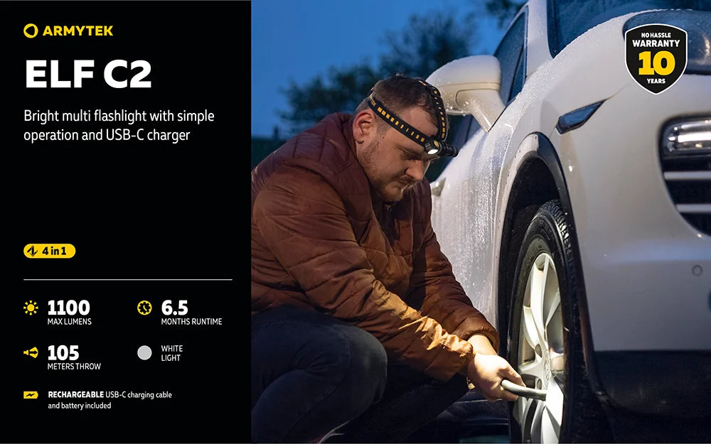 Otsalamppu Armytek Elf C2 Kylmä Sävy 1100 lm