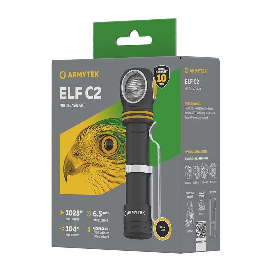 Otsalamppu Armytek Elf C2 Lämmin Sävy 1023 lm