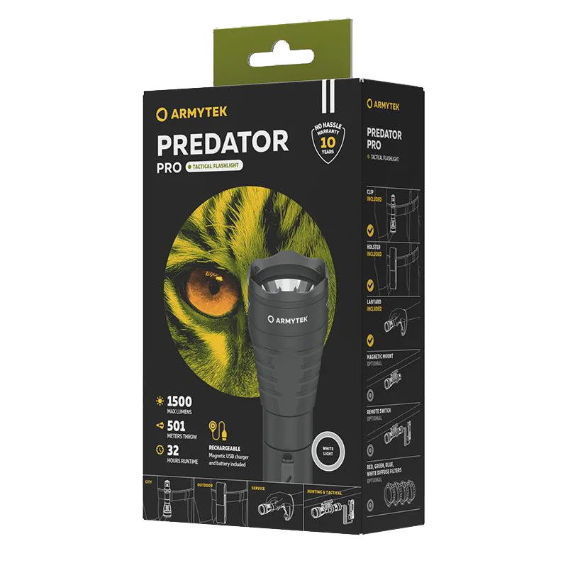 Taskulamppu Armytek Predator Pro Magnet USB Kylmä Sävy 1500 lm