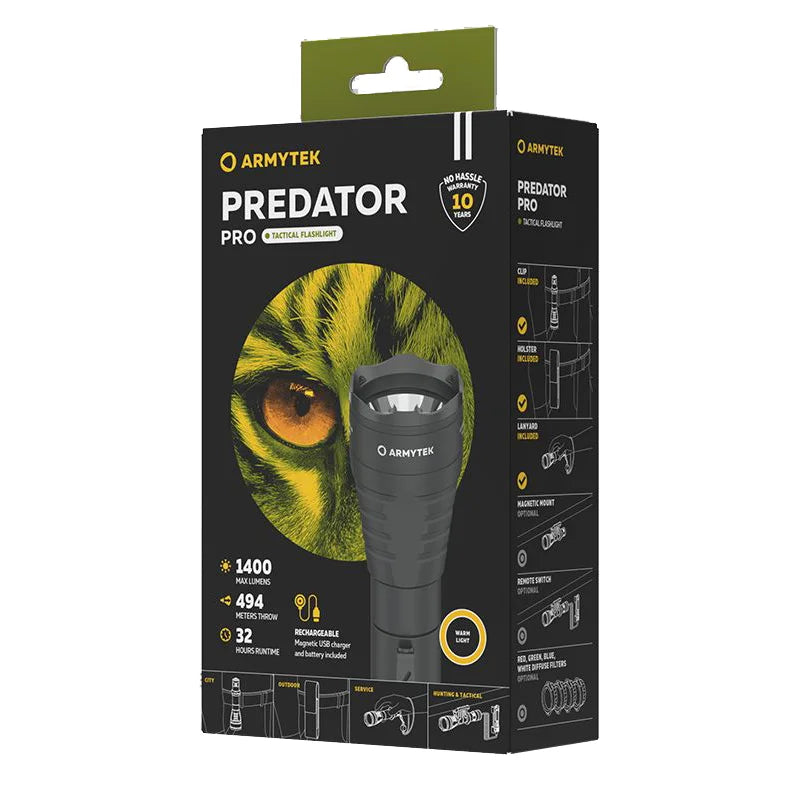 Taskulamppu Armytek Predator Pro Magnet USB Lämmin Sävy 1400 lm