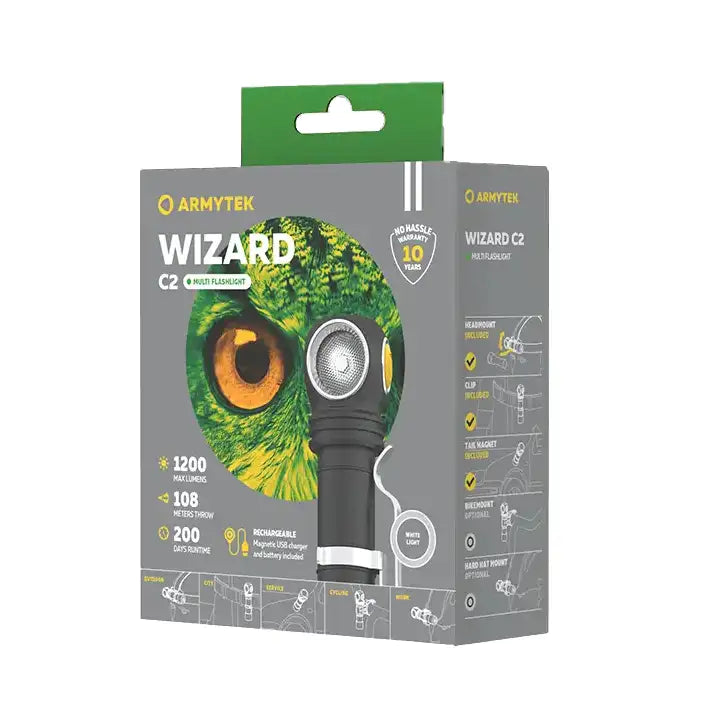Otsalamppu Armytek Wizard C2 Magnet USB Kylmä Sävy 1200 lm
