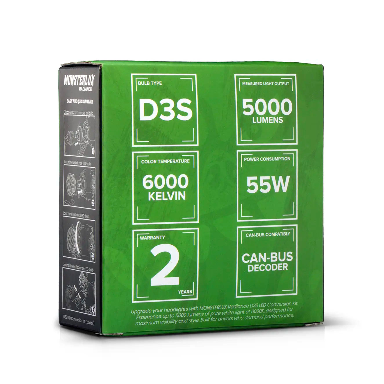 Monsterlux Radiance D3S LED-polttimo 1:1 6000K 5000lm