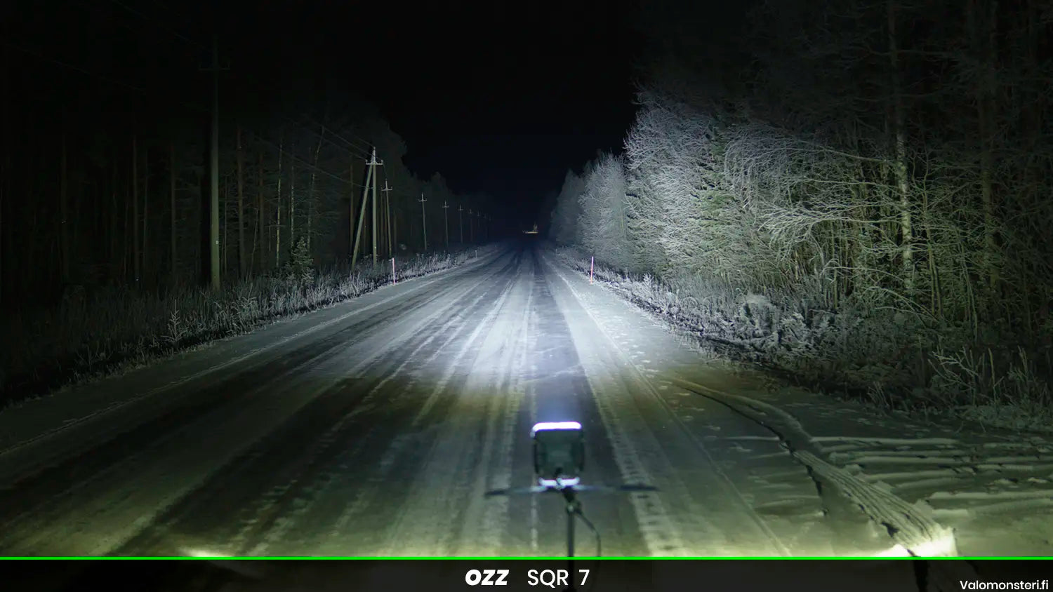 OZZ SQR 7" LED-lisävalo valkoinen runko, parkilla ja R65 varoitusvalolla