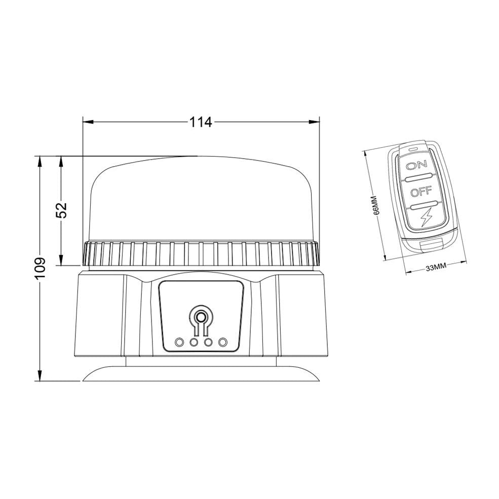 LED Majakka Ladattava Kauko-ohjaimella, Keltainen R65, Magneetti Kiinnitys