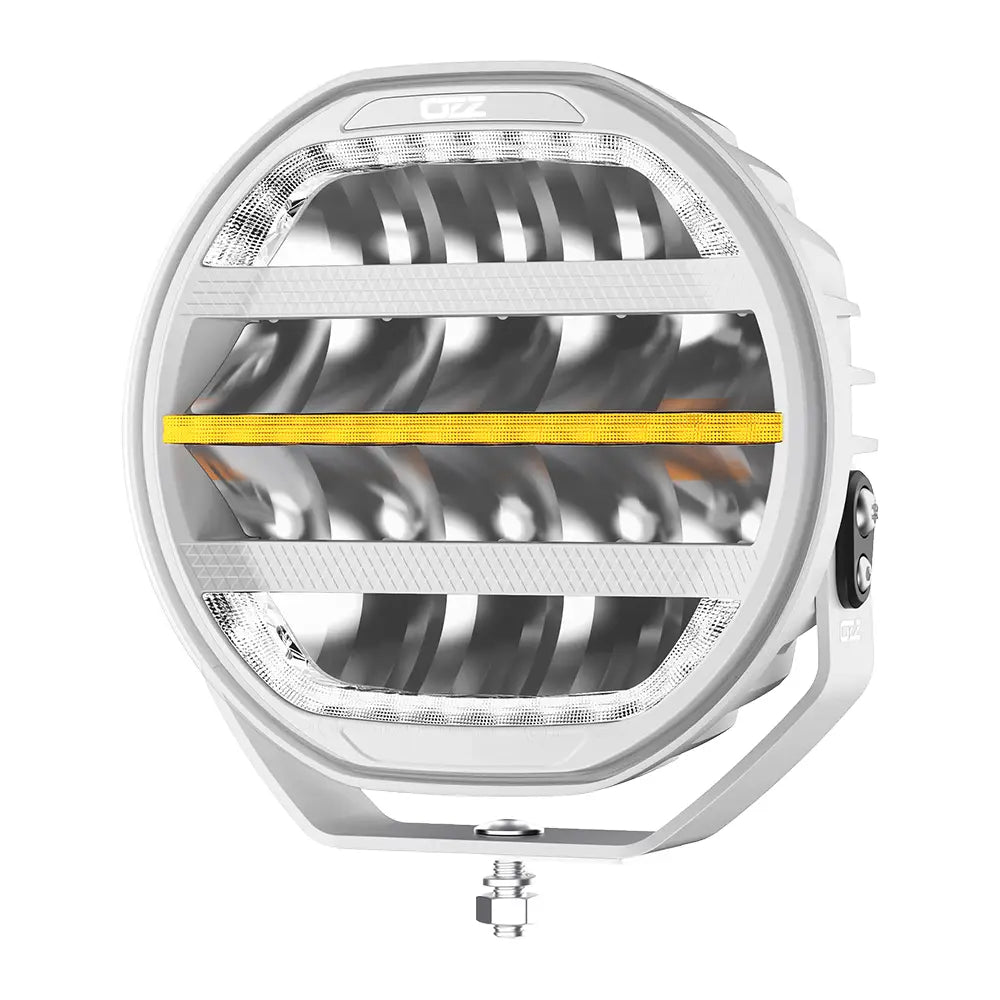 OZZ XR3 P9" 65 LED-lisävalo valkoinen runko, parkilla ja R65 varoitusvalolla