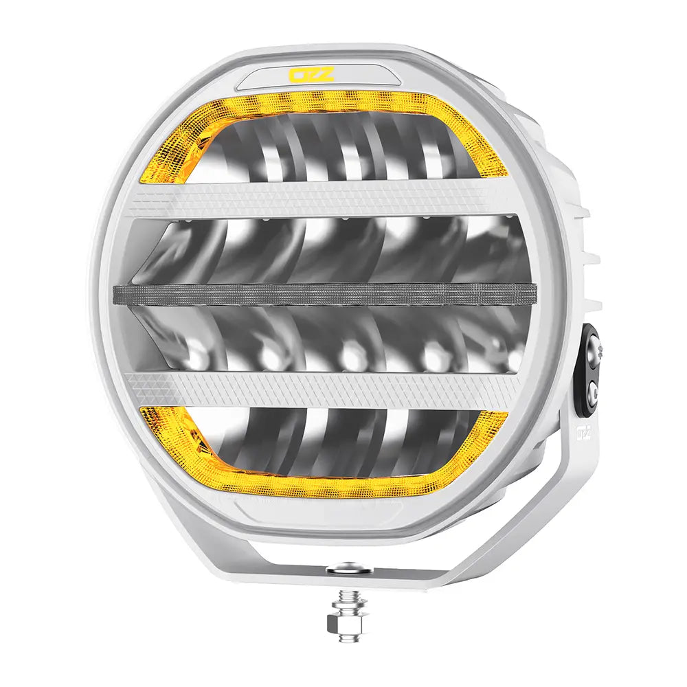 OZZ XR3 P9" 65 LED-lisävalo valkoinen runko, parkilla ja R65 varoitusvalolla