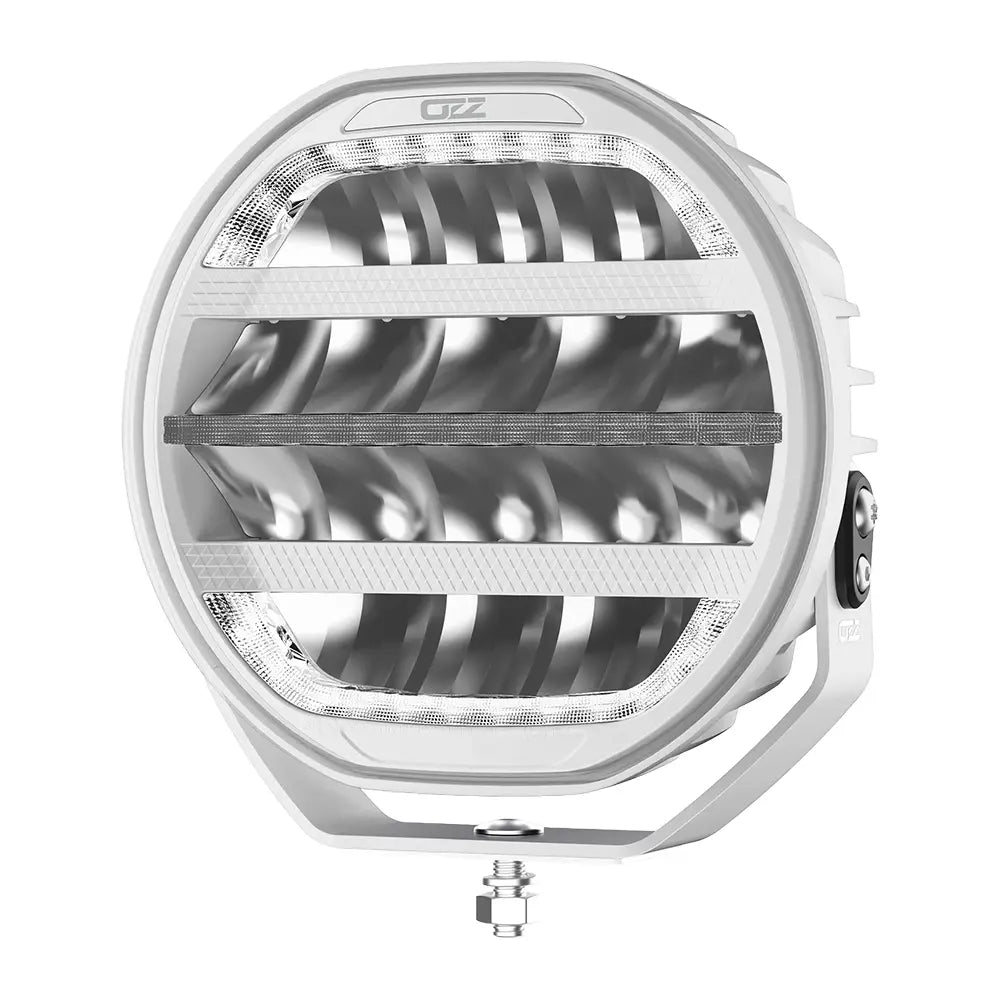 OZZ XR3 P9" 65 LED-lisävalo valkoinen runko, parkilla ja R65 varoitusvalolla
