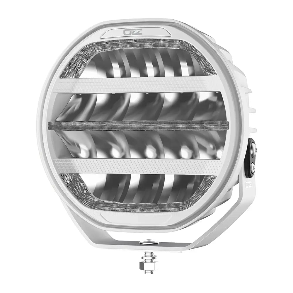 OZZ XR3 P9" 65 LED-lisävalo valkoinen runko, parkilla ja R65 varoitusvalolla