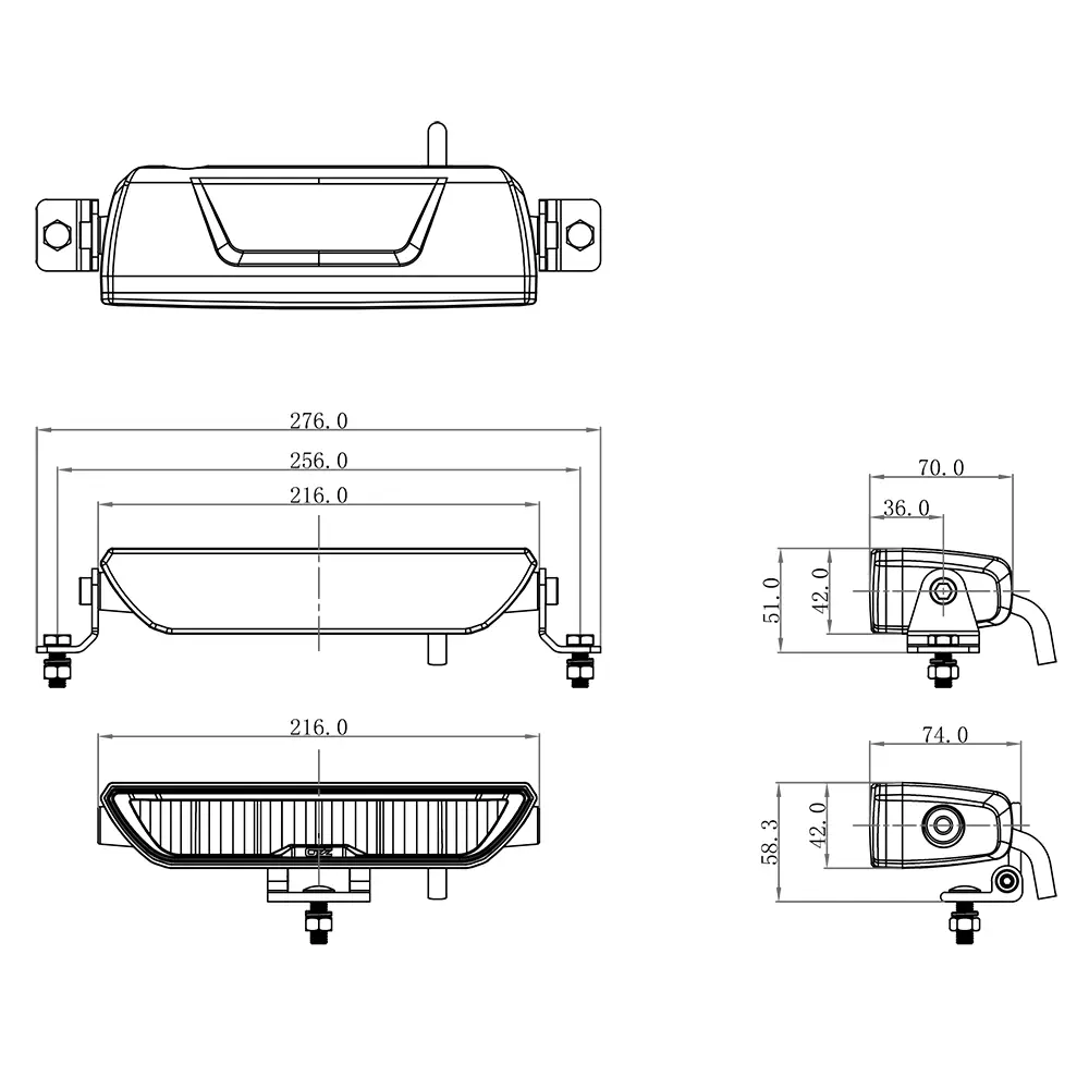 OZZ XB1 8" LED-lisävalopaneeli 216mm valkoinen