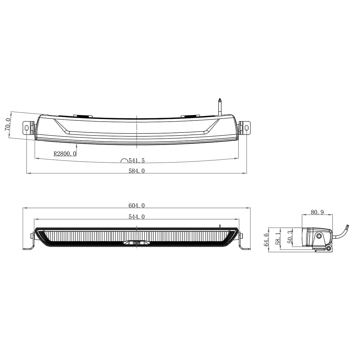 OZZ XB1 P20" LED-lisävalopaneeli valkoinen 544mm