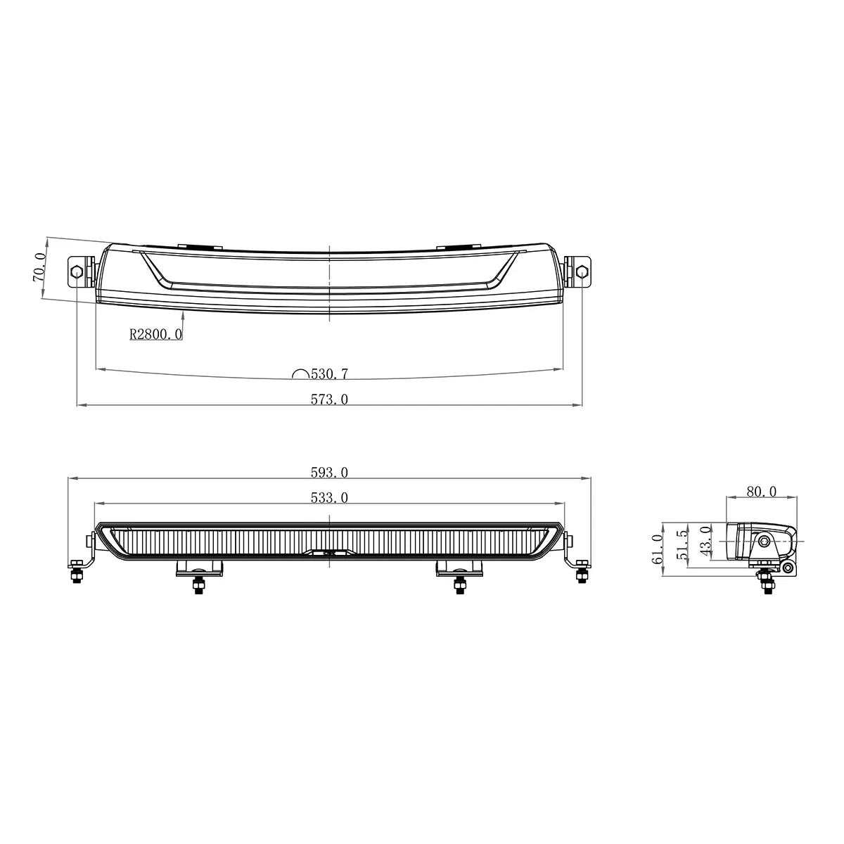 OZZ XB1 20" LED-lisävalopaneeli 533mm Valkoinen