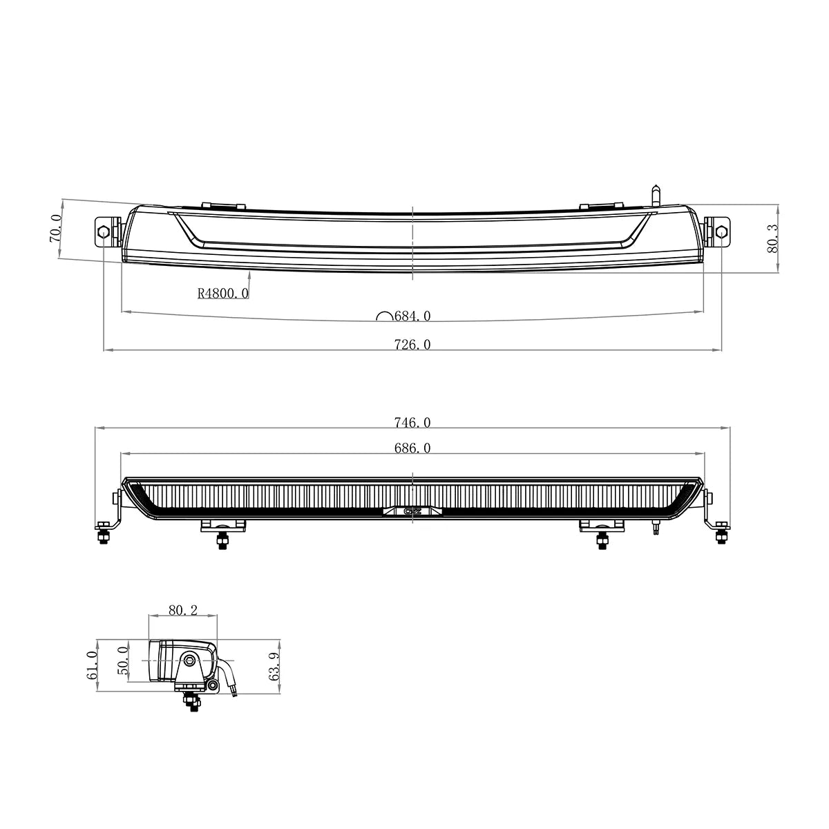 Lisävalo Ozz XB1 P27" Paneeli Valkoinen 686mm Dynaamisella Parkkivalolla Ref. 50