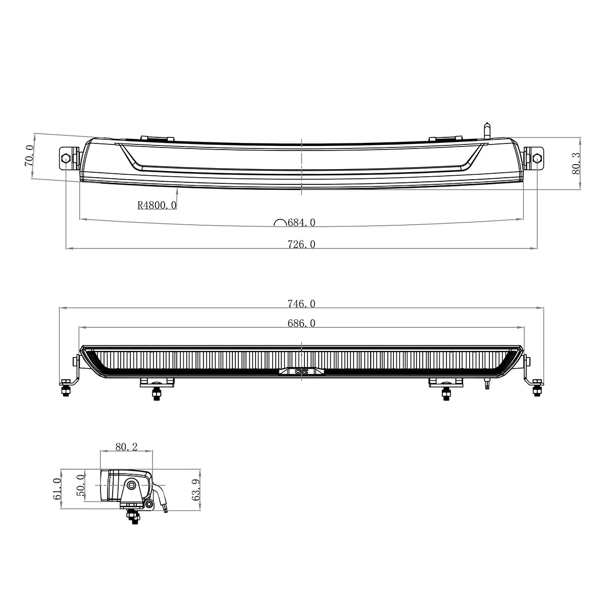 Lisävalo Ozz XB1 P27" Paneeli Musta 686mm Dynaamisella Parkkivalolla Ref. 50