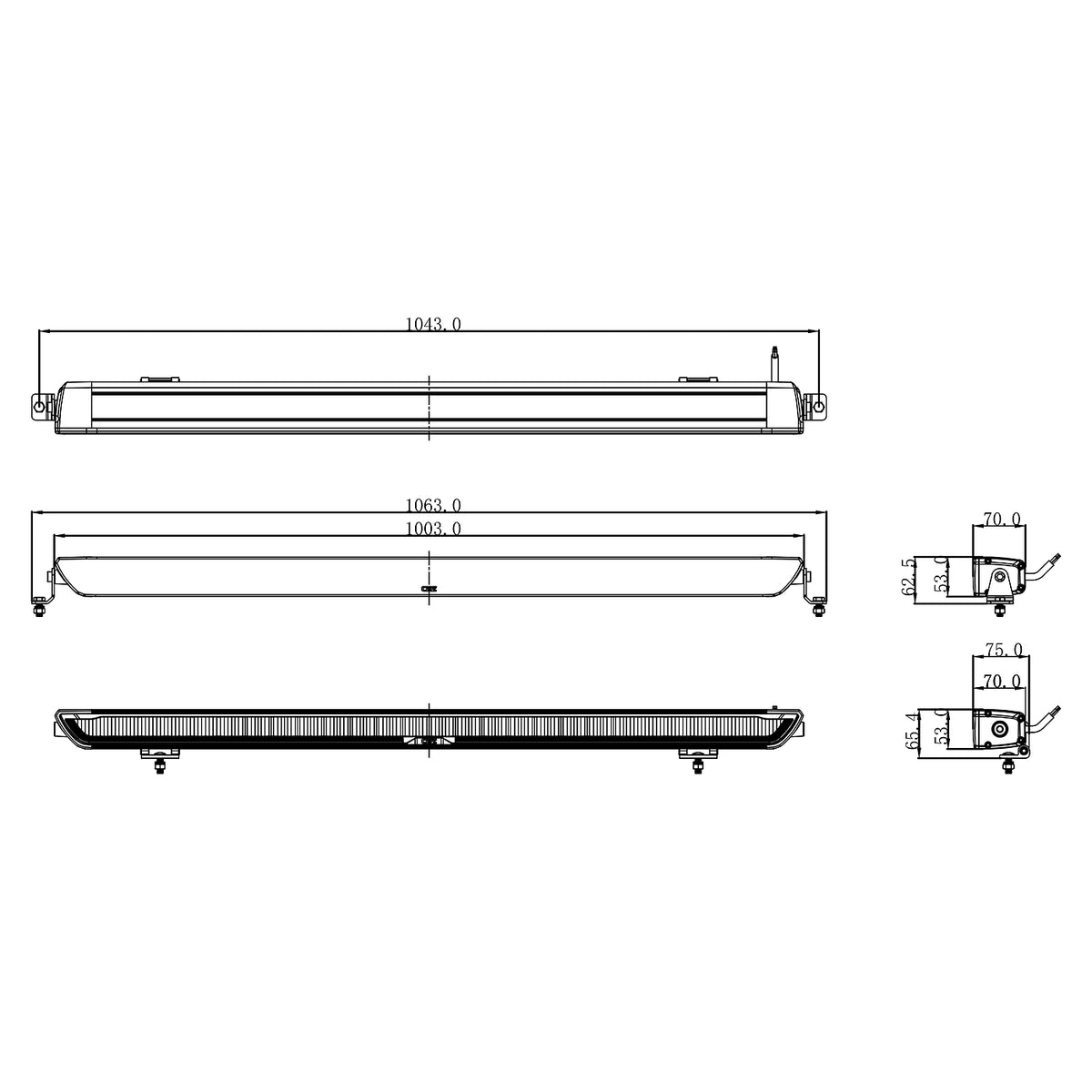 Lisävalo Ozz XB1 P40" Paneeli Valkoinen 1003mm Dynaamisella Parkkivalolla Ref. 50