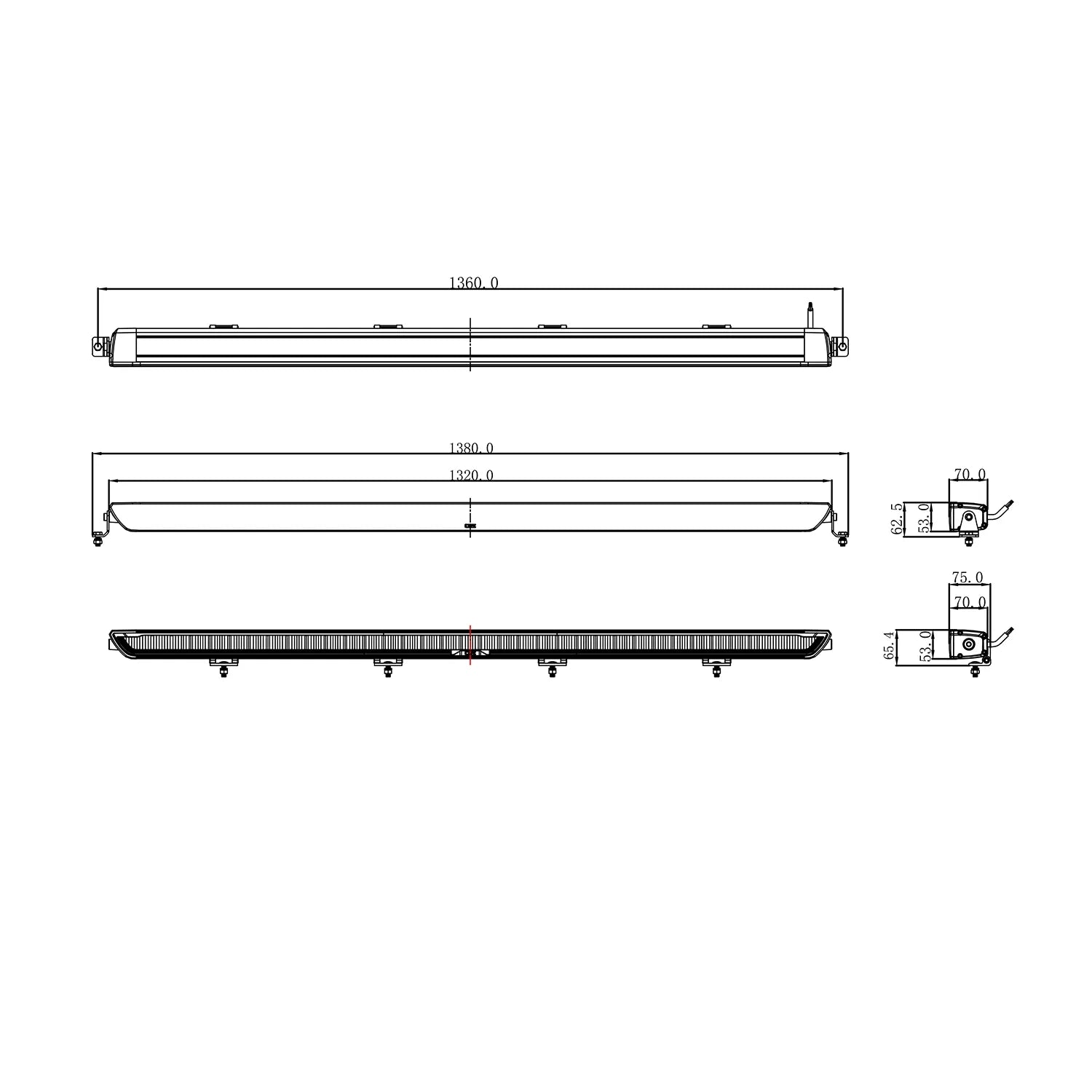 Lisävalo Ozz XB1 P52" Paneeli Valkoinen 1320mm Dynaamisella Parkkivalolla Ref. 50