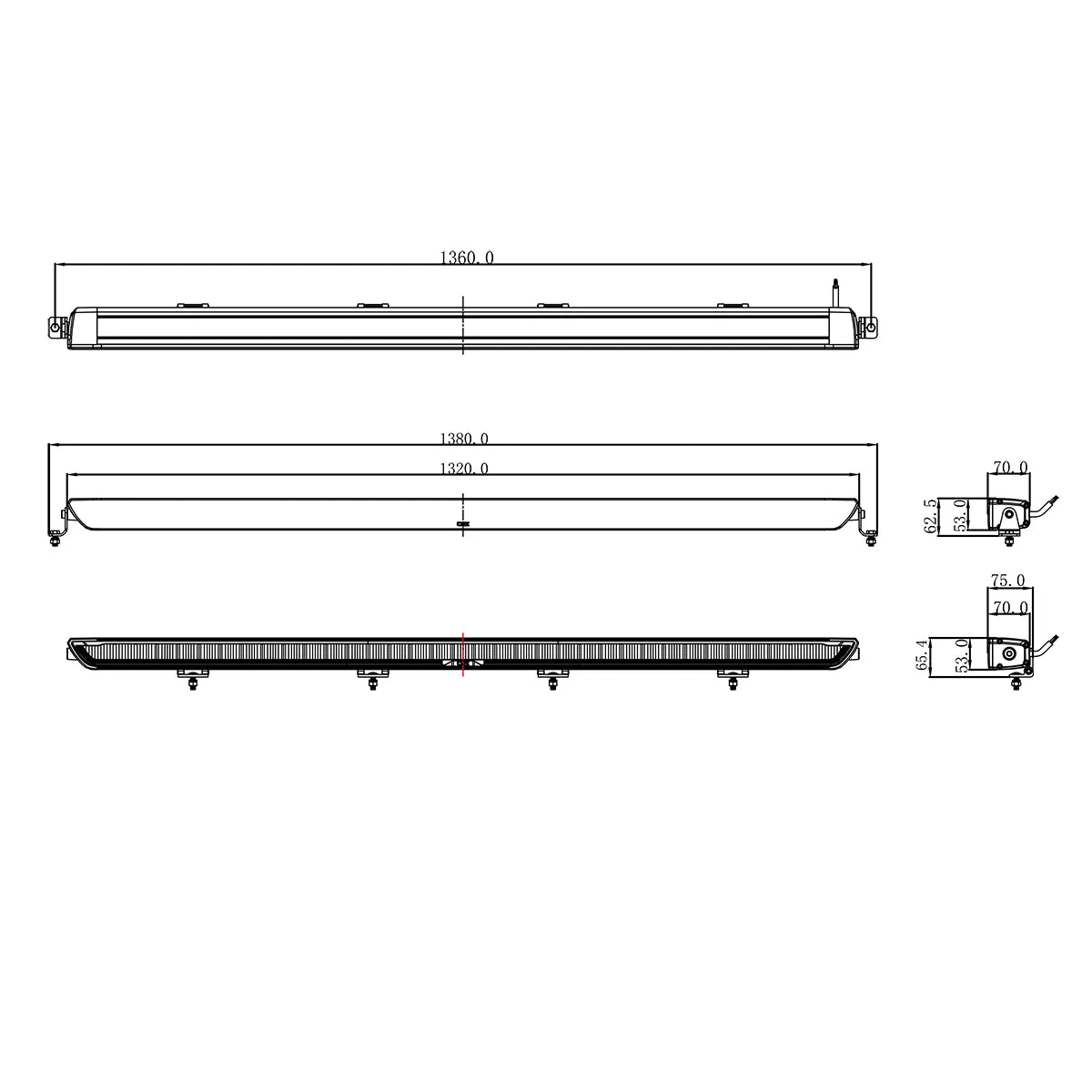 Lisävalo Ozz XB1 P52" Paneeli Musta 1320mm Dynaamisella Parkkivalolla Ref. 50